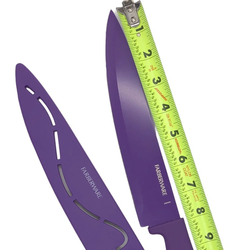Faberware Cutlery Purple Resin 8” Knive with Blade Cover